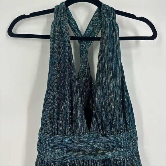 LULU’S Ailey Gold Teal Blue Skater Dress Sz XS - Picture 4 of 12